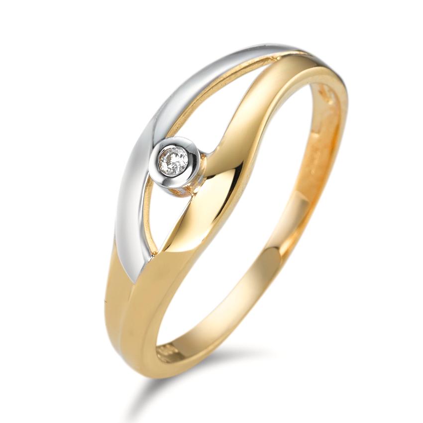 Fingerring 750/18K guld Diamant 0.02 ct, w-pi2