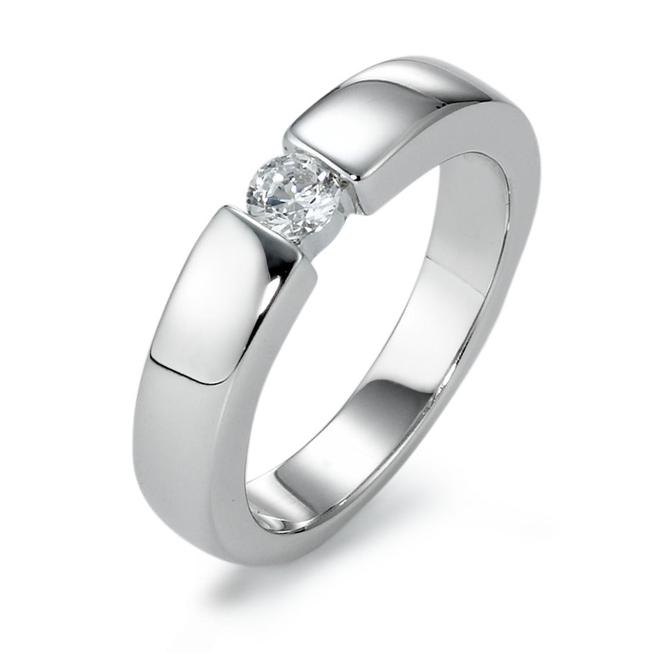 Solitaire ring Sølv Zirconia rhodineret