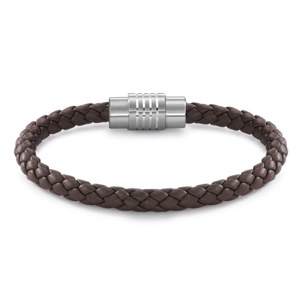 Armbånd Rustfrit stål, Læder 20 cm Ø6.5 mm