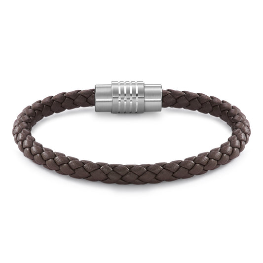 Armbånd Rustfrit stål, Læder 20 cm Ø6.5 mm