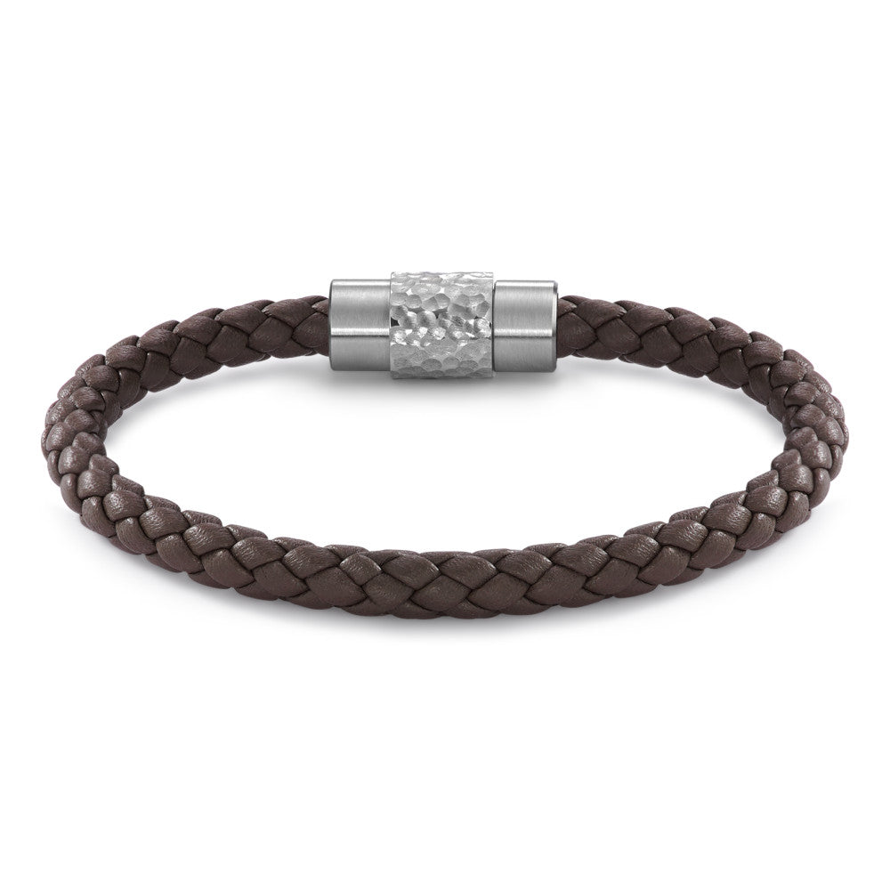 Armbånd Rustfrit stål, Læder 20 cm Ø6.5 mm