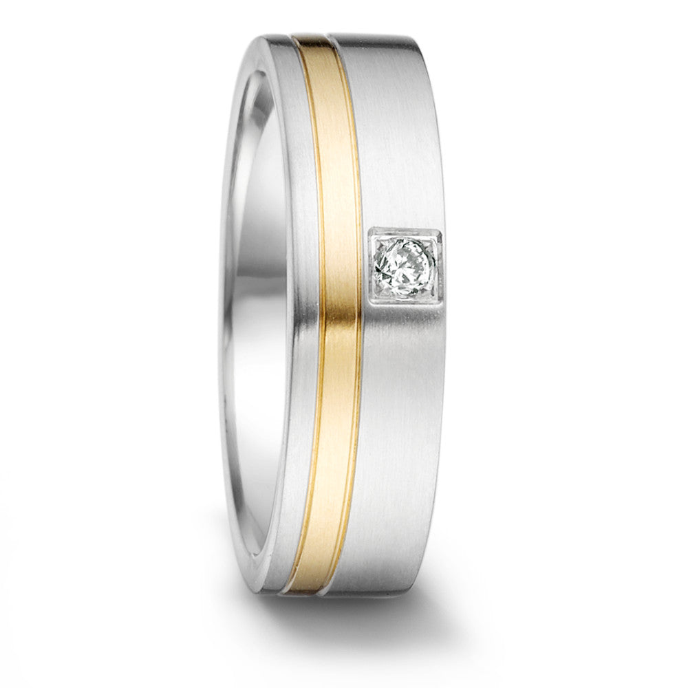 Partnerringe Rustfrit stål, 750/18K guld Diamant 0.04 ct, tw-si