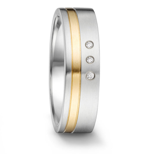 Partnerringe Rustfrit stål, 750/18K guld Diamant 0.024 ct, 3 Sten , tw-si