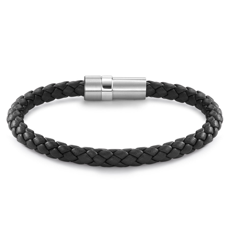 Armbånd Rustfrit stål, Læder 21 cm Ø6.5 mm