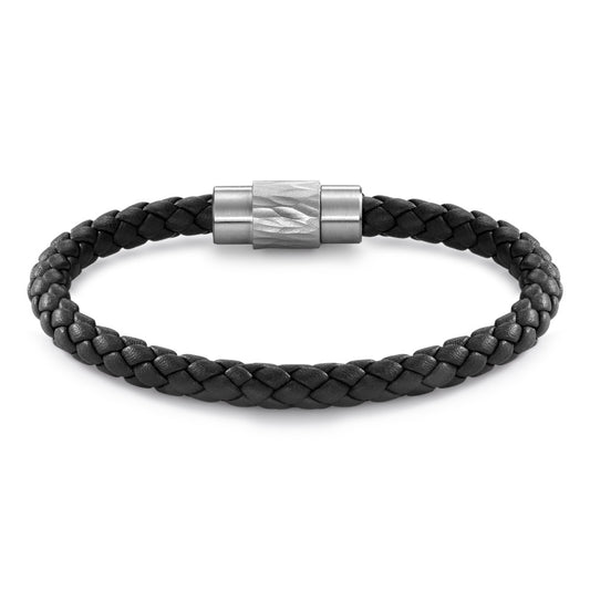 Armbånd Rustfrit stål, Læder 18 cm Ø6.5 mm