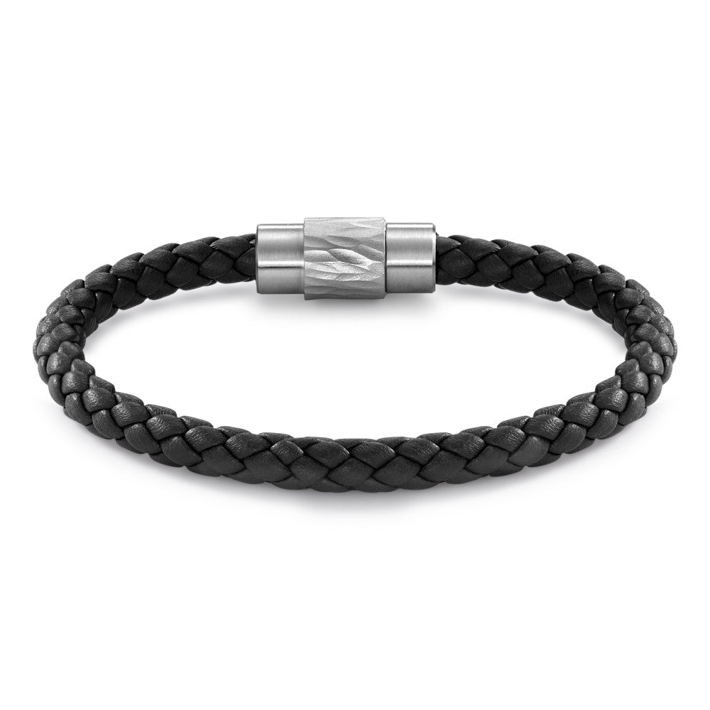 Armbånd Rustfrit stål, Læder 20 cm Ø6.5 mm