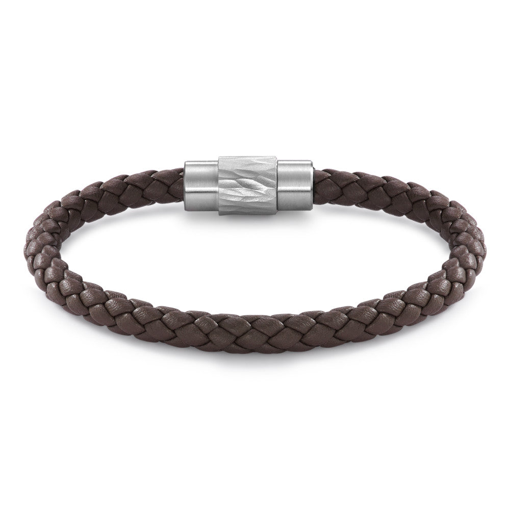 Armbånd Rustfrit stål, Læder 21 cm Ø6.5 mm