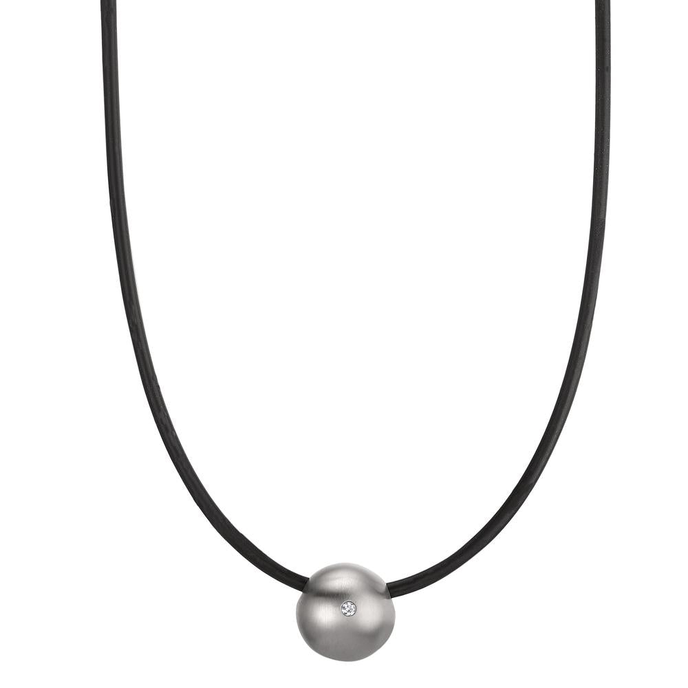 Collier Rustfrit stål, Gummi Diamant 0.02 ct, tw-si 45 cm Ø2 mm