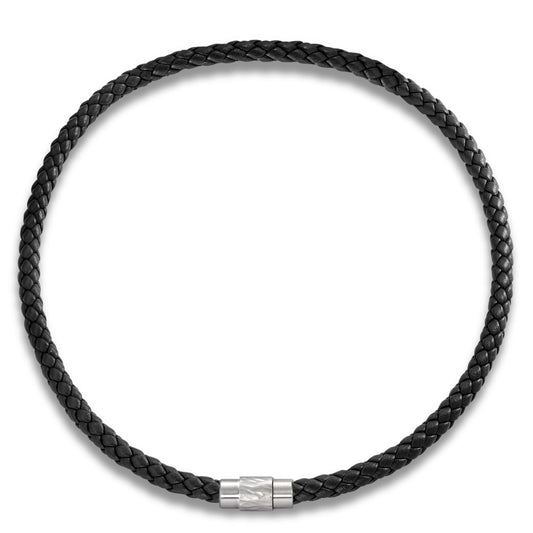 Collier Rustfrit stål, Læder 50 cm