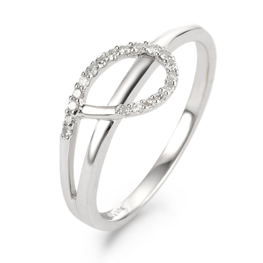 Fingerring 750/18K hvidguld Diamant 0.095 ct, 19 Sten , w-si