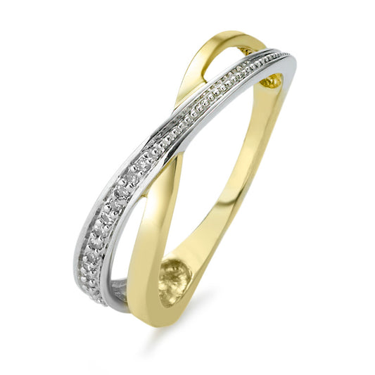 Fingerring 375/9K guld Diamant 0.06 ct, 14 Sten , w-si