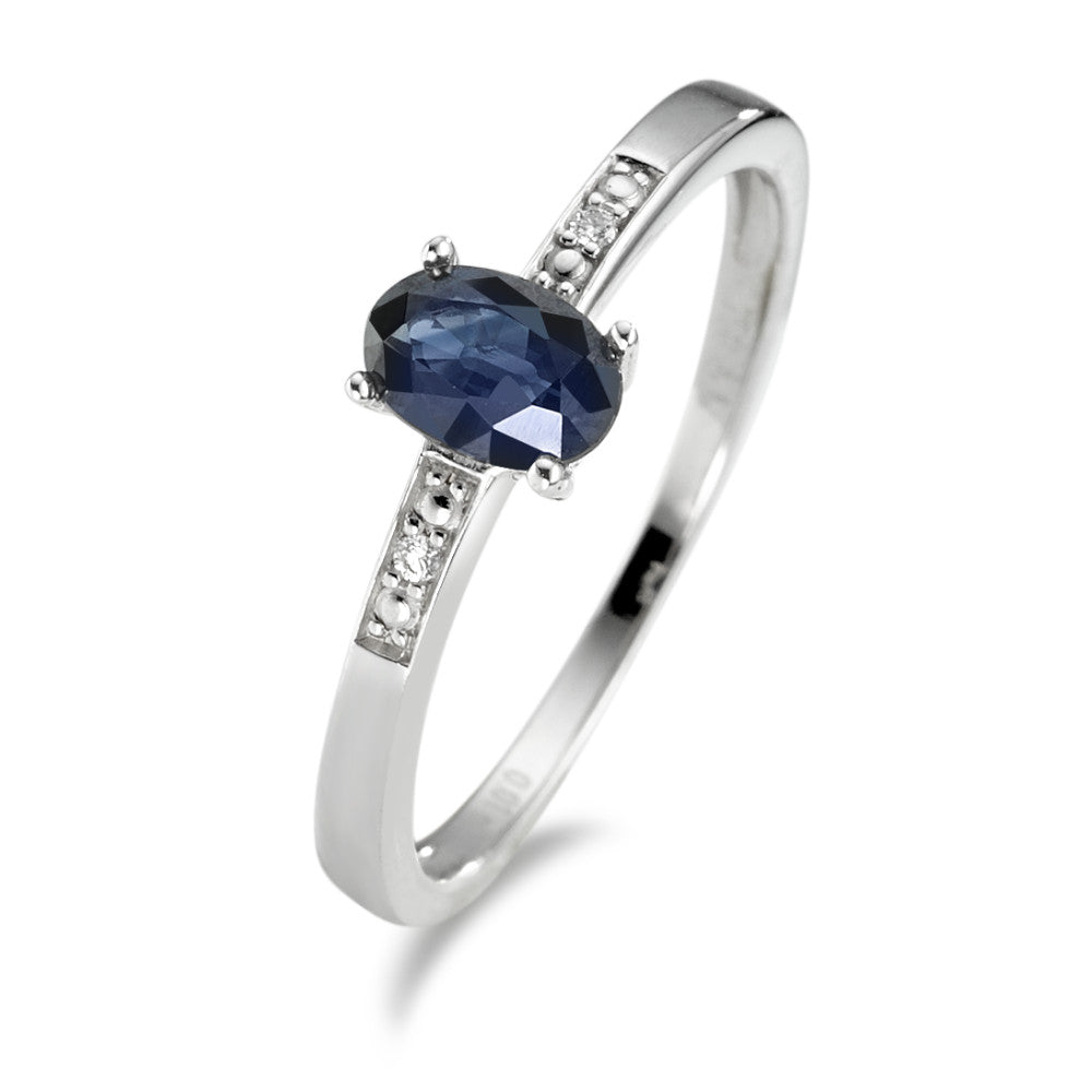 Fingerring 750/18K hvidguld Safir 0.01 ct, w-si