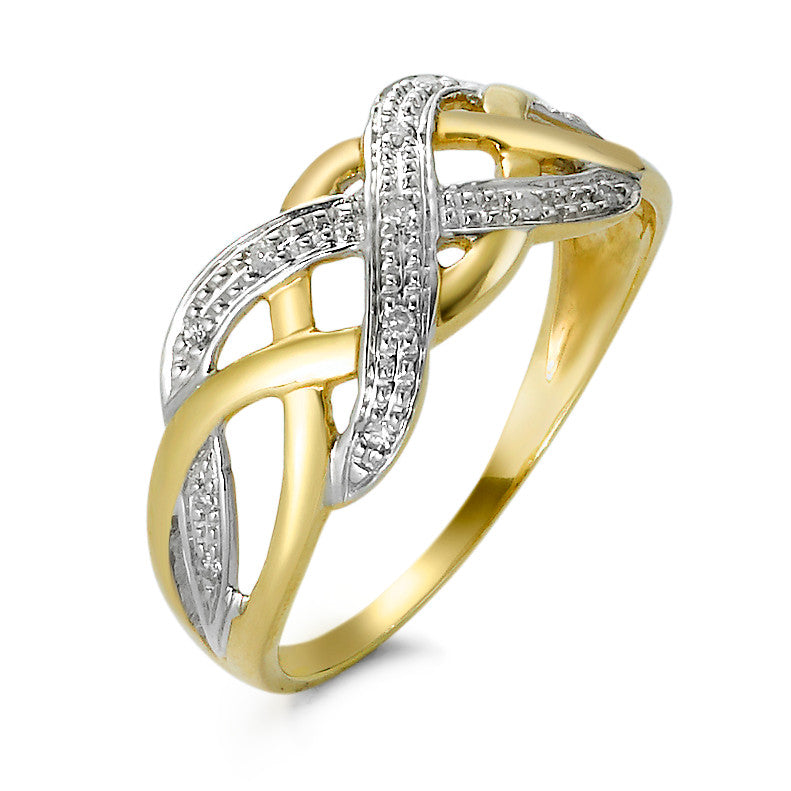 Fingerring 375/9K guld Diamant 0.06 ct, 13 Sten , w-si