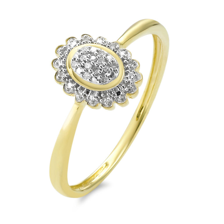 Fingerring 375/9K guld Diamant 0.05 ct, 18 Sten , w-si