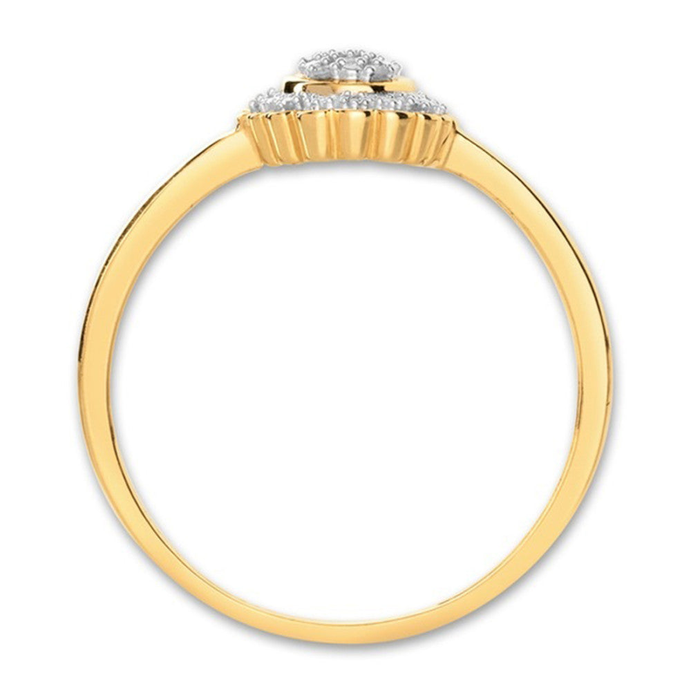 Fingerring 375/9K guld Diamant 0.05 ct, 18 Sten , w-si