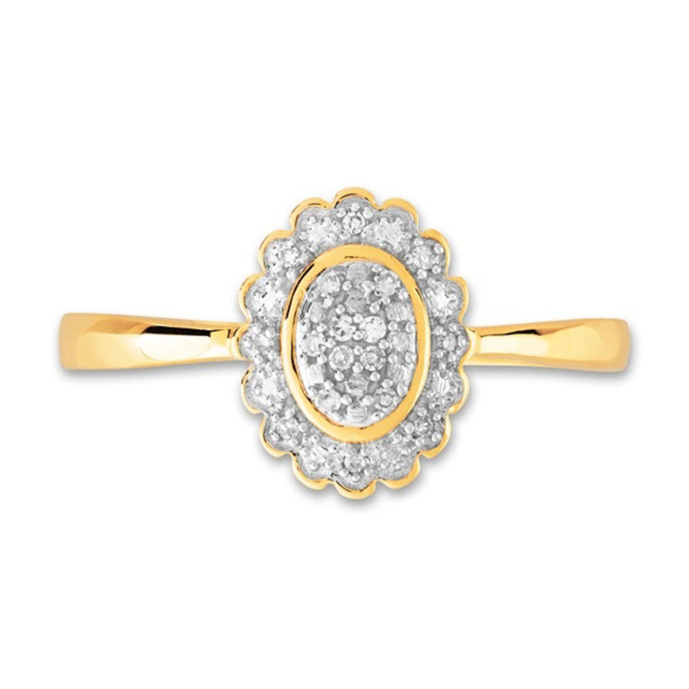 Fingerring 375/9K guld Diamant 0.05 ct, 18 Sten , w-si