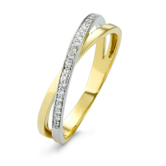 Fingerring 750/18K guld, 750/18K hvidguld Diamant 0.10 ct, w-si