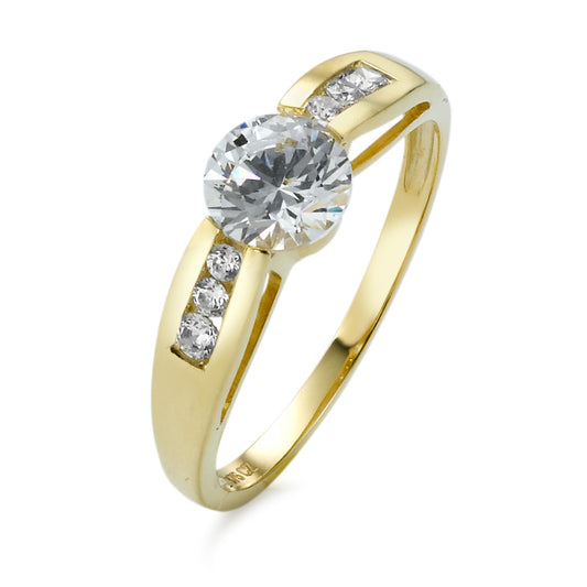 Solitaire ring 375/9K guld Zirconia 7 Sten