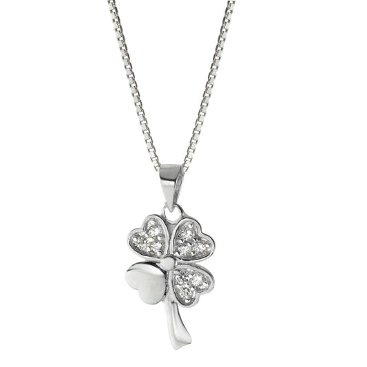 Halskæde med vedhæng Sølv Zirconia Shamrock 42 cm