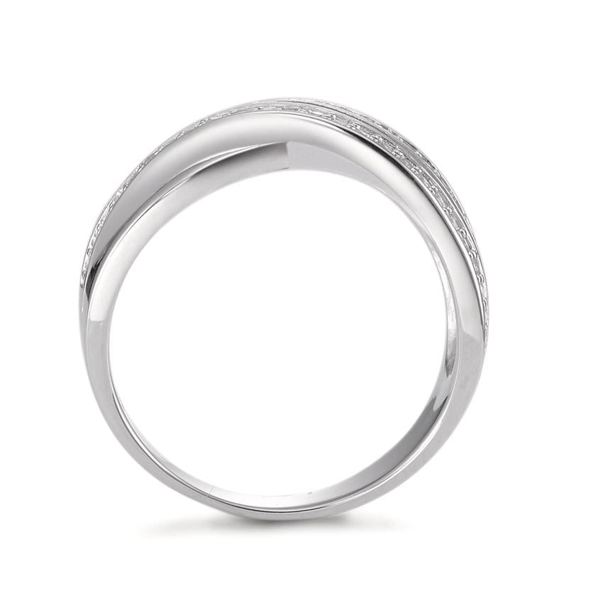 Fingerring Sølv Zirconia rhodineret