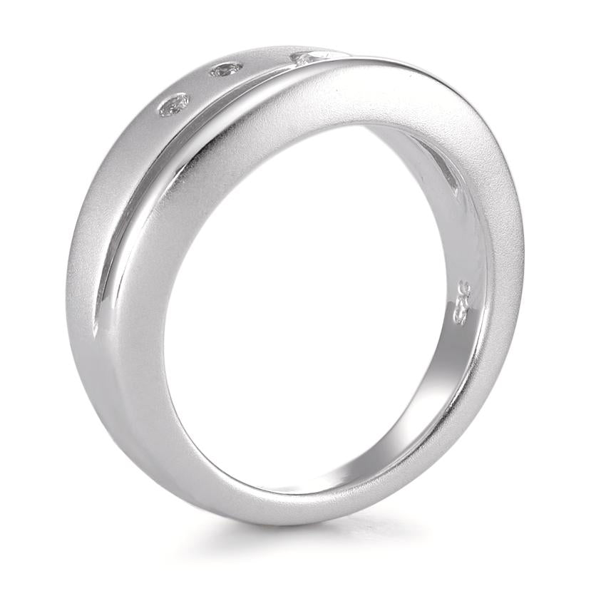 Fingerring Sølv Zirconia 3 Sten rhodineret