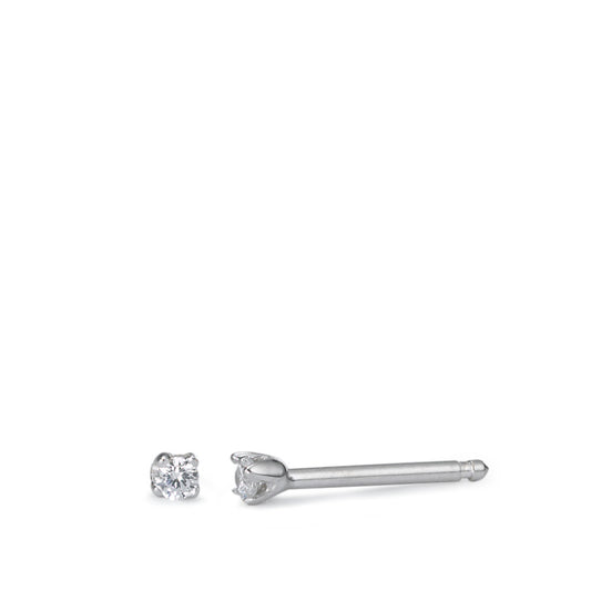 Ørestikker Sølv Zirconia 2 Sten rhodineret Ø2.5 mm