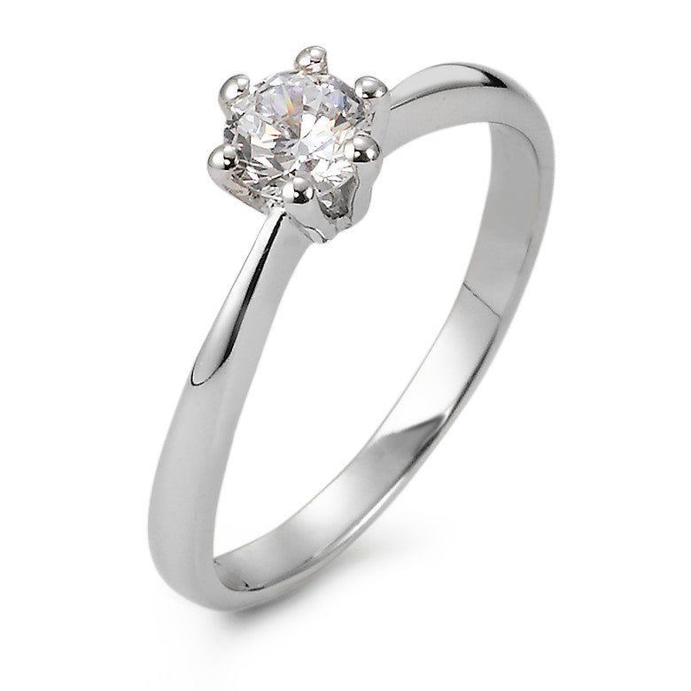 Solitaire ring Sølv Zirconia rhodineret