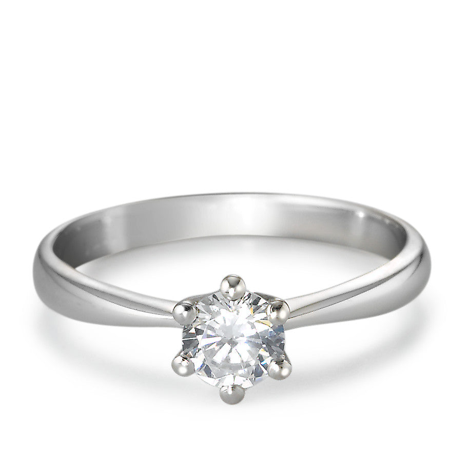 Solitaire ring Sølv Zirconia rhodineret