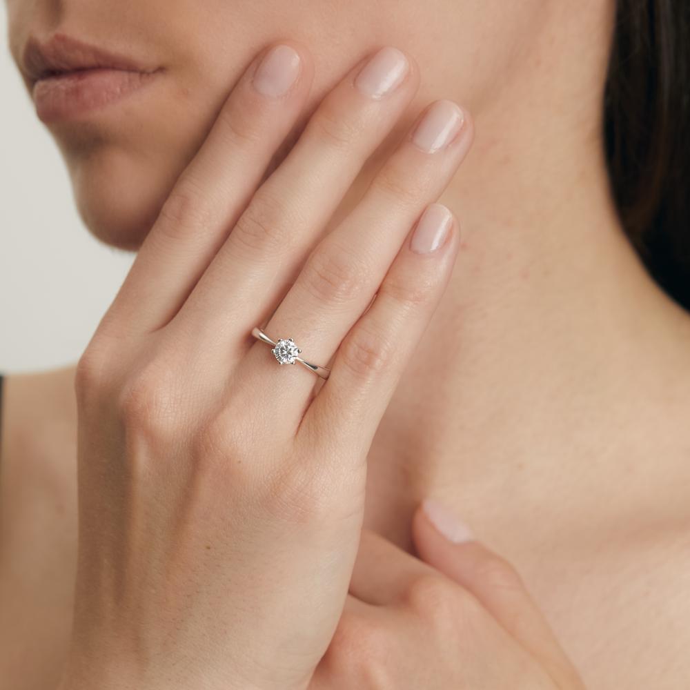 Solitaire ring Sølv Zirconia rhodineret