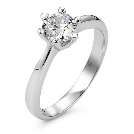 Solitaire ring Sølv Zirconia 5.5 mm rhodineret