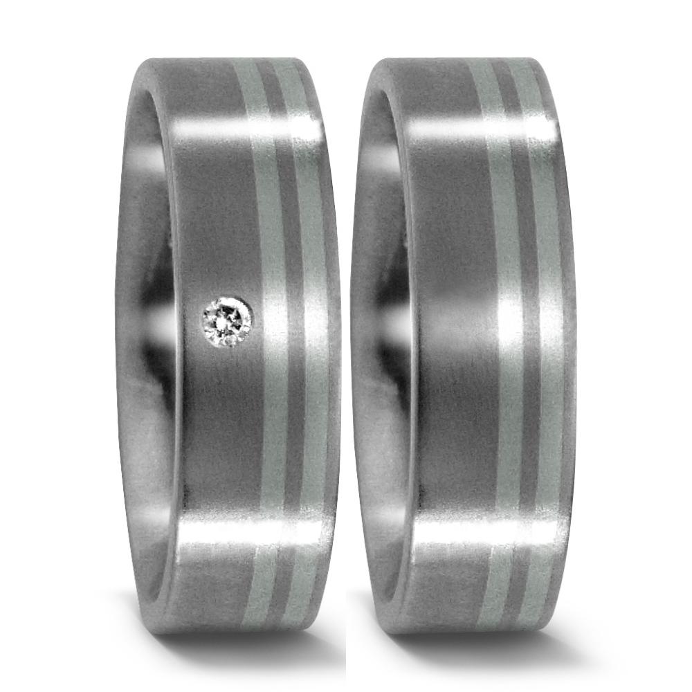 Partnerringe Titanium, 950 platin Diamant 0.02 ct, w-si