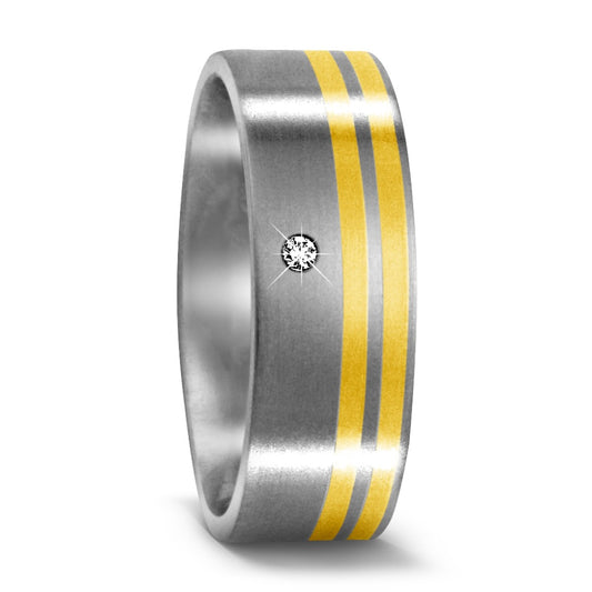 Partnerringe Titanium, 750/18K guld Diamant 0.01 ct, w-si