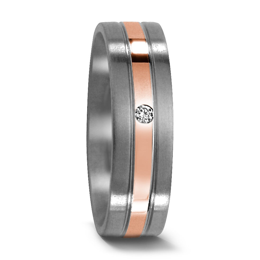 Partnerringe Titanium, 750/18K rødguld Diamant 0.02 ct, w-si