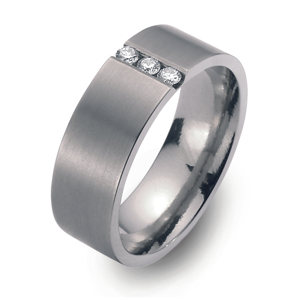 Partnerringe Titanium Diamant 0.09 ct, 3 Sten , w-si