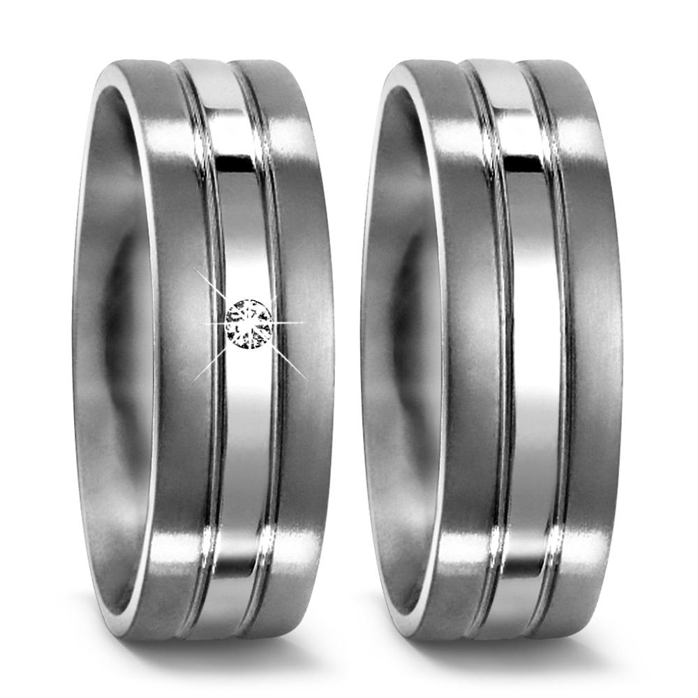 Partnerringe Titanium Diamant 0.02 ct, w-si