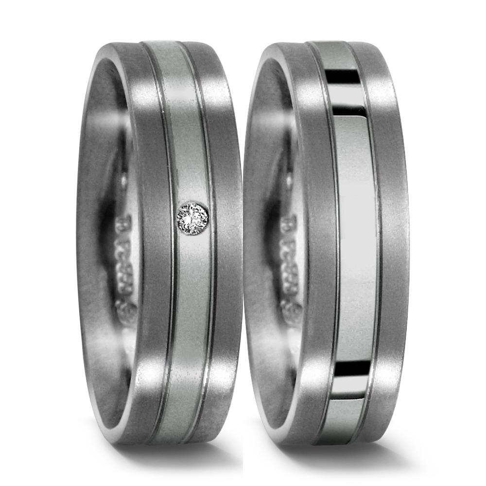 Partnerringe Titanium, 950 platin Diamant 0.02 ct, w-si