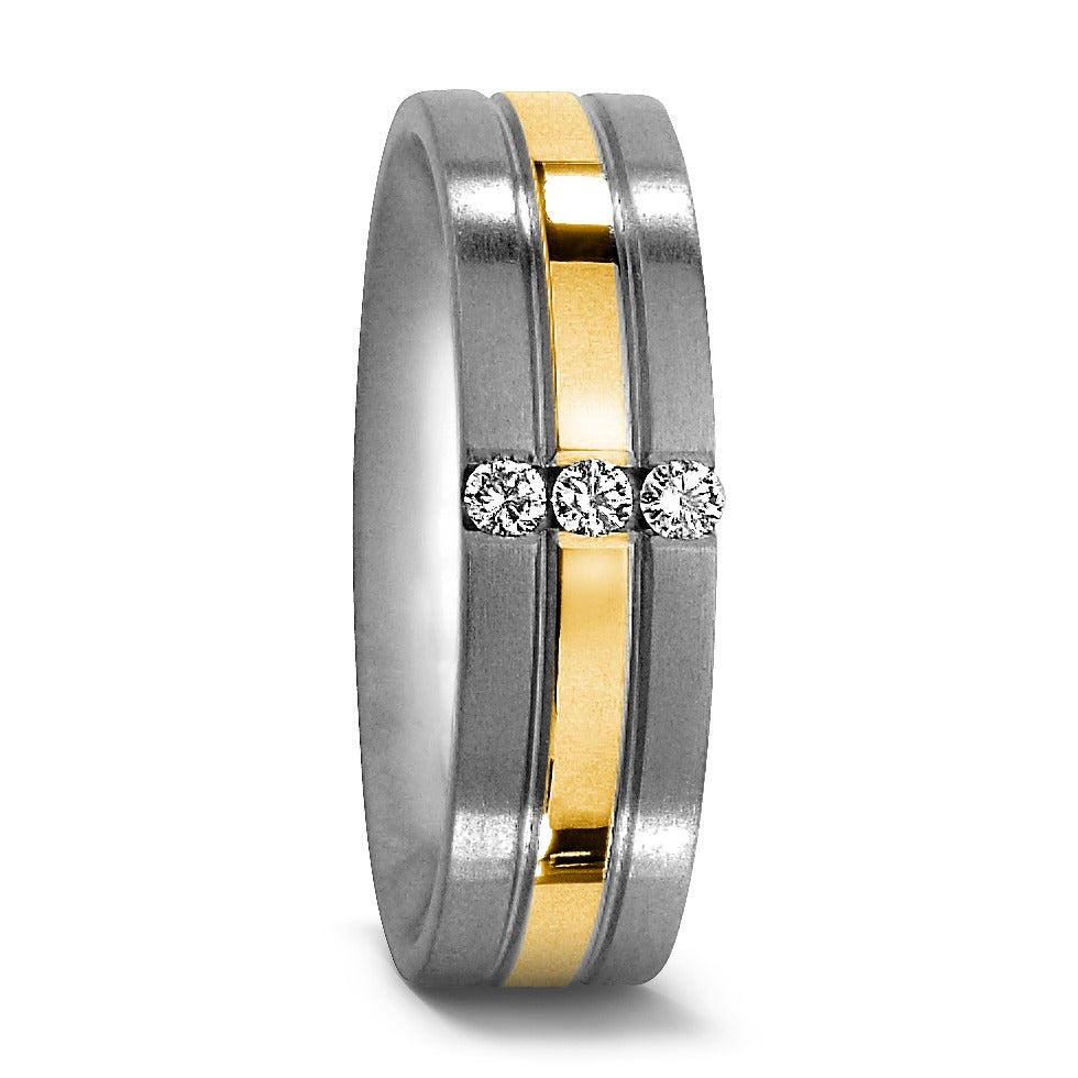 Partnerringe Titanium, 750/18K guld Diamant 0.06 ct, 3 Sten , w-si