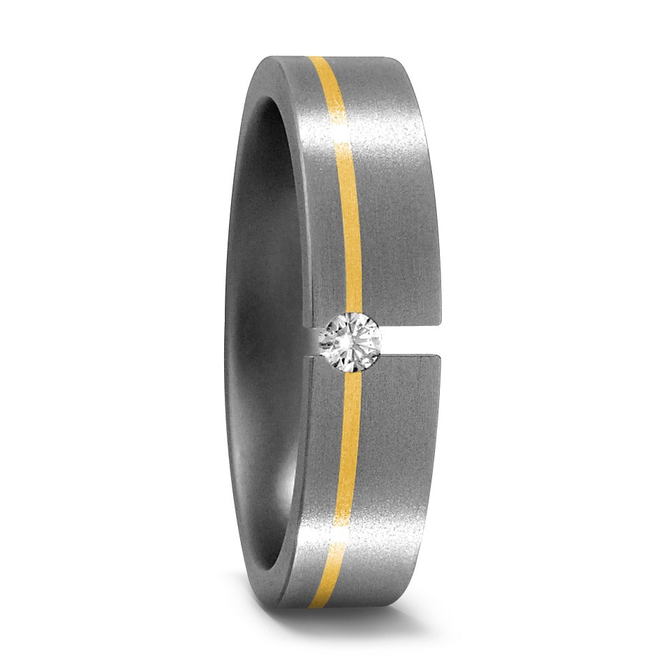 Partnerringe Titanium, 750/18K guld Diamant 0.05 ct, w-si