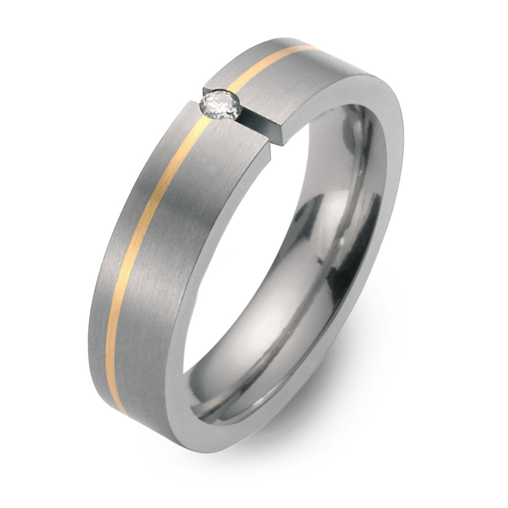 Partnerringe Titanium, 750/18K guld Diamant 0.05 ct, w-si