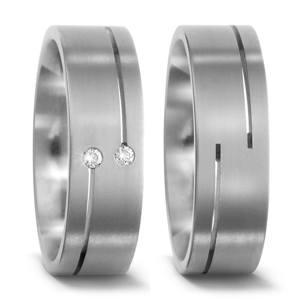 Partnerringe Titanium Diamant 0.03 ct, 2 Sten , w-si