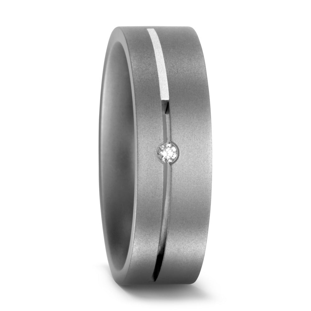 Partnerringe Titanium, Sølv Diamant 0.02 ct, w-si