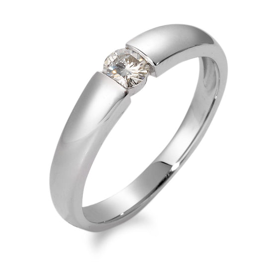 Solitaire ring 750/18K hvidguld Moissanite [rund], 4 mm