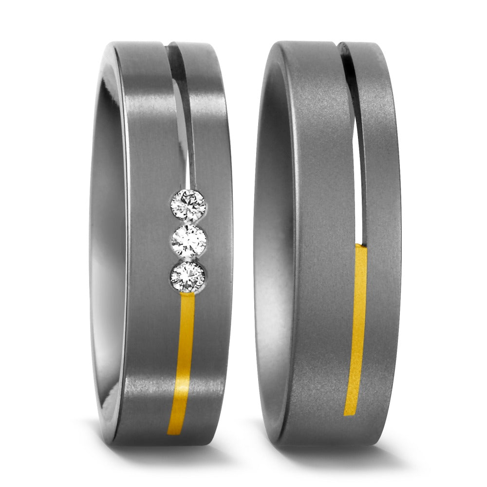 Partnerringe Titanium, 750/18K guld