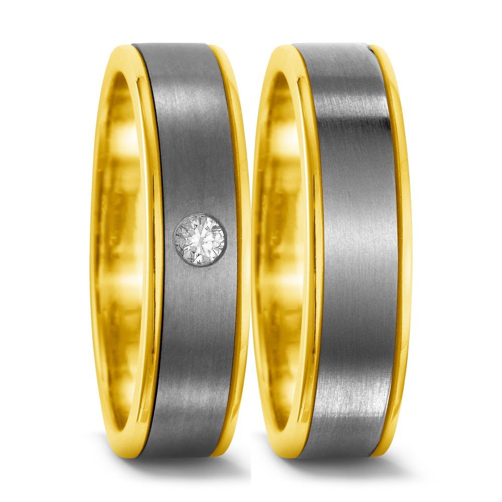 Partnerringe Titanium, 750/18K guld