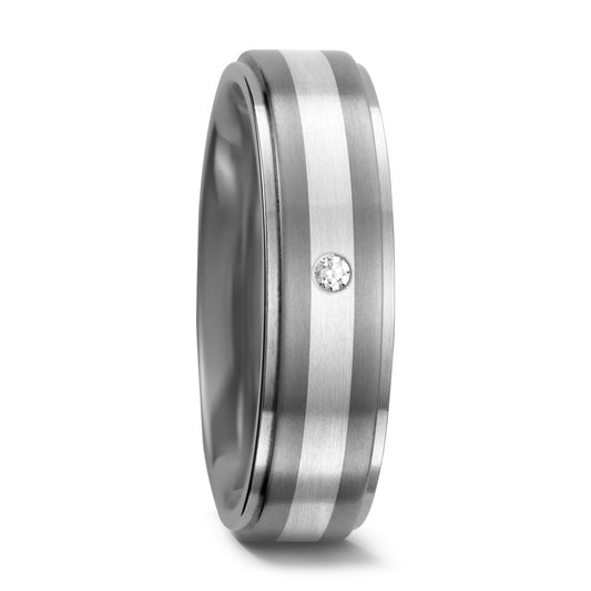 Partnerringe Titanium, Sølv Diamant 0.015 ct, w-si