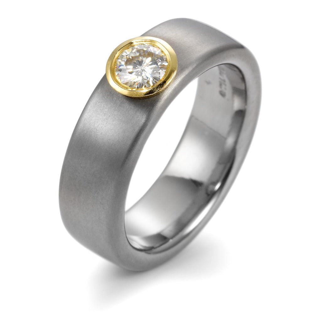 Fingerring Titanium, 750/18K guld Moissanite