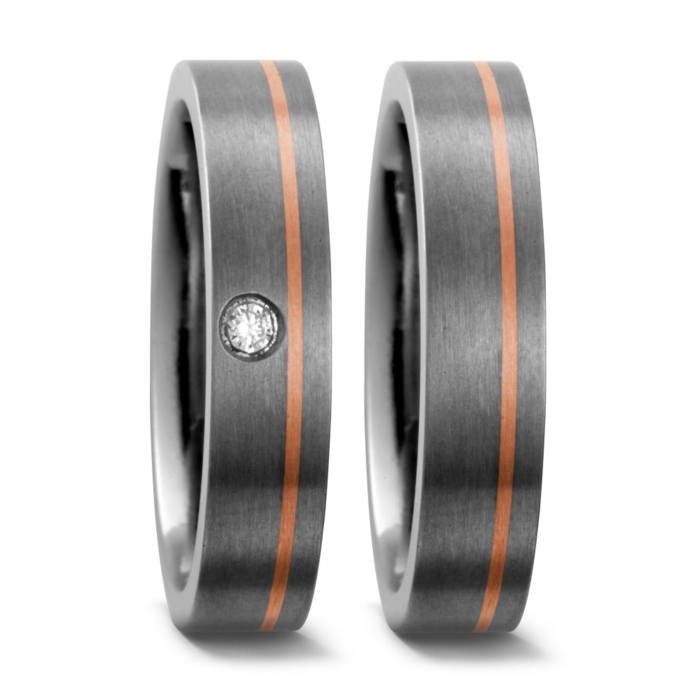 Partnerringe Titanium, 750/18K rødguld