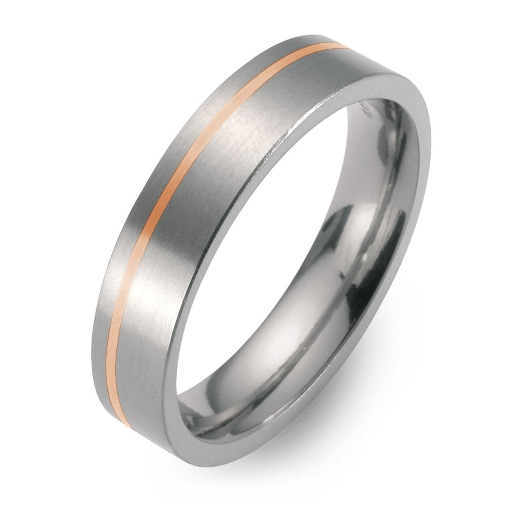 Partnerringe Titanium, 750/18K rødguld