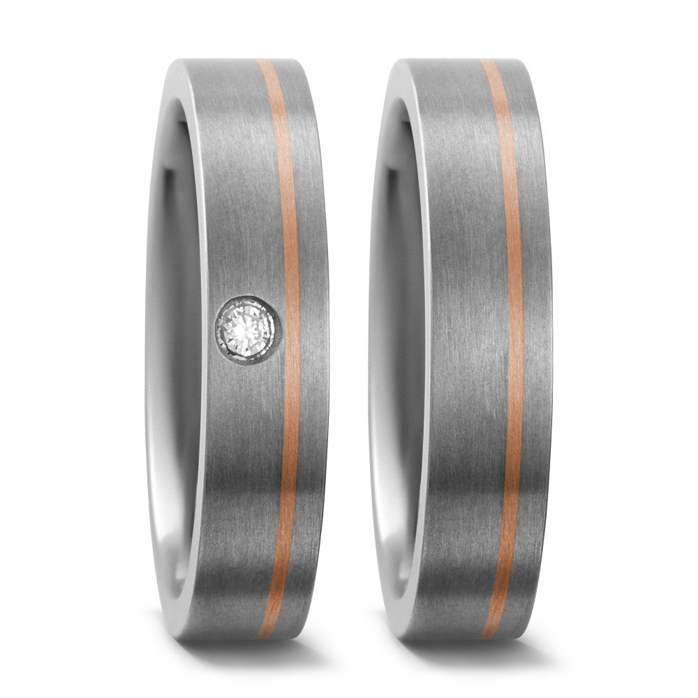 Partnerringe Titanium, 750/18K rødguld