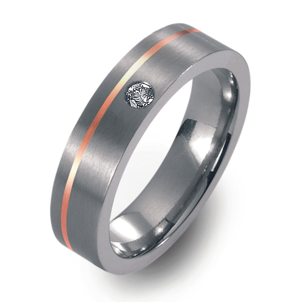 Partnerringe Titanium, 750/18K rødguld Diamant 0.05 ct, w-si